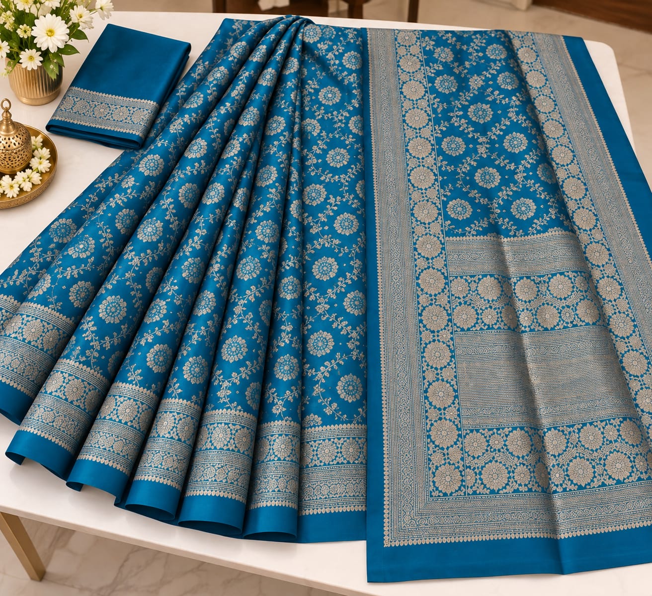 Banarasi Silk Sky Blue Saree