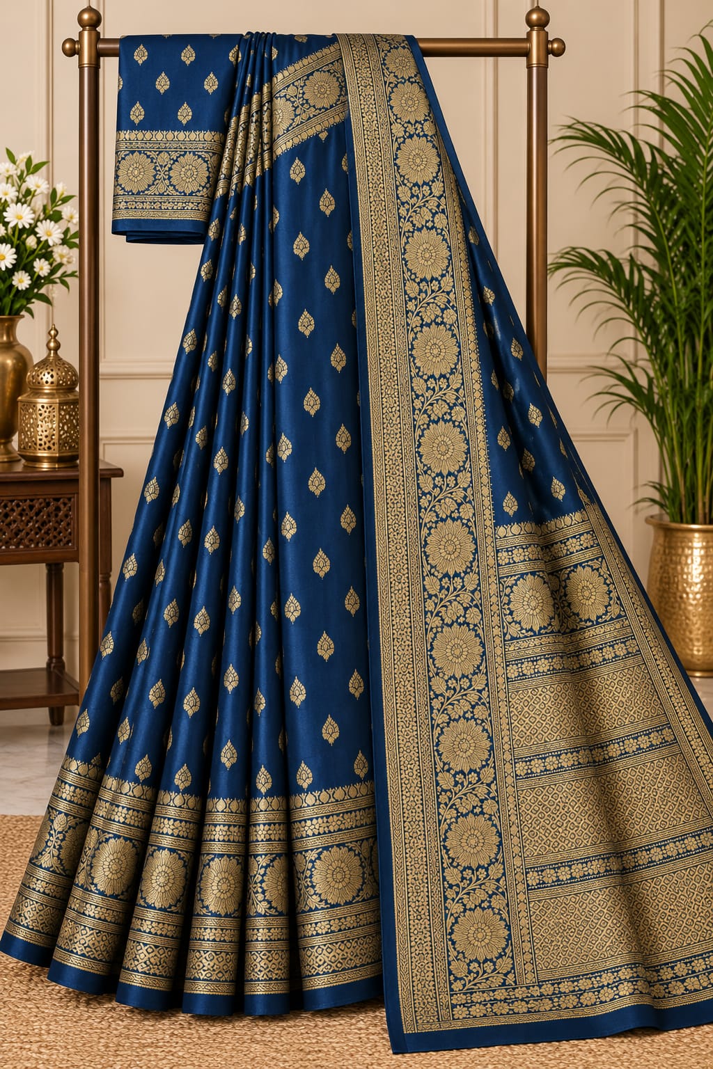 Banarasi Silk Navy Blue Saree