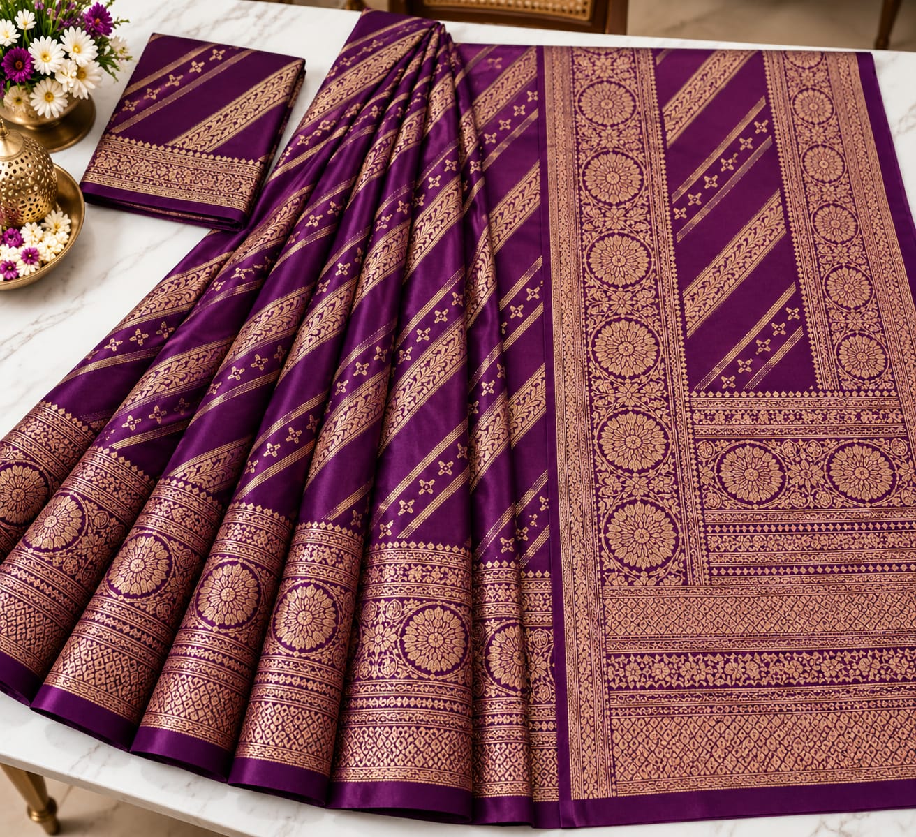 Purple Banarasi Silk Saree