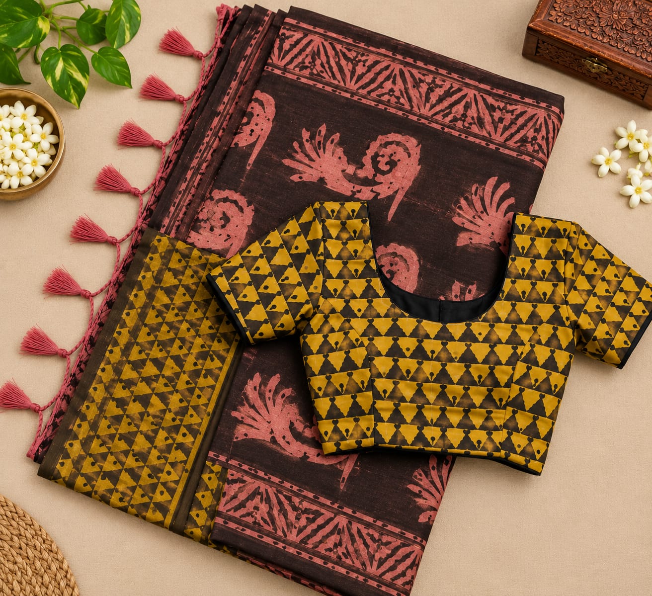 Premium Handblock Print Mal Cotton Saree